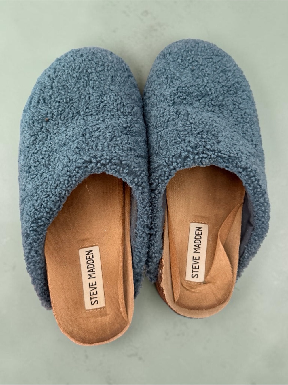 Steve Madden Blue Sherpa Mules